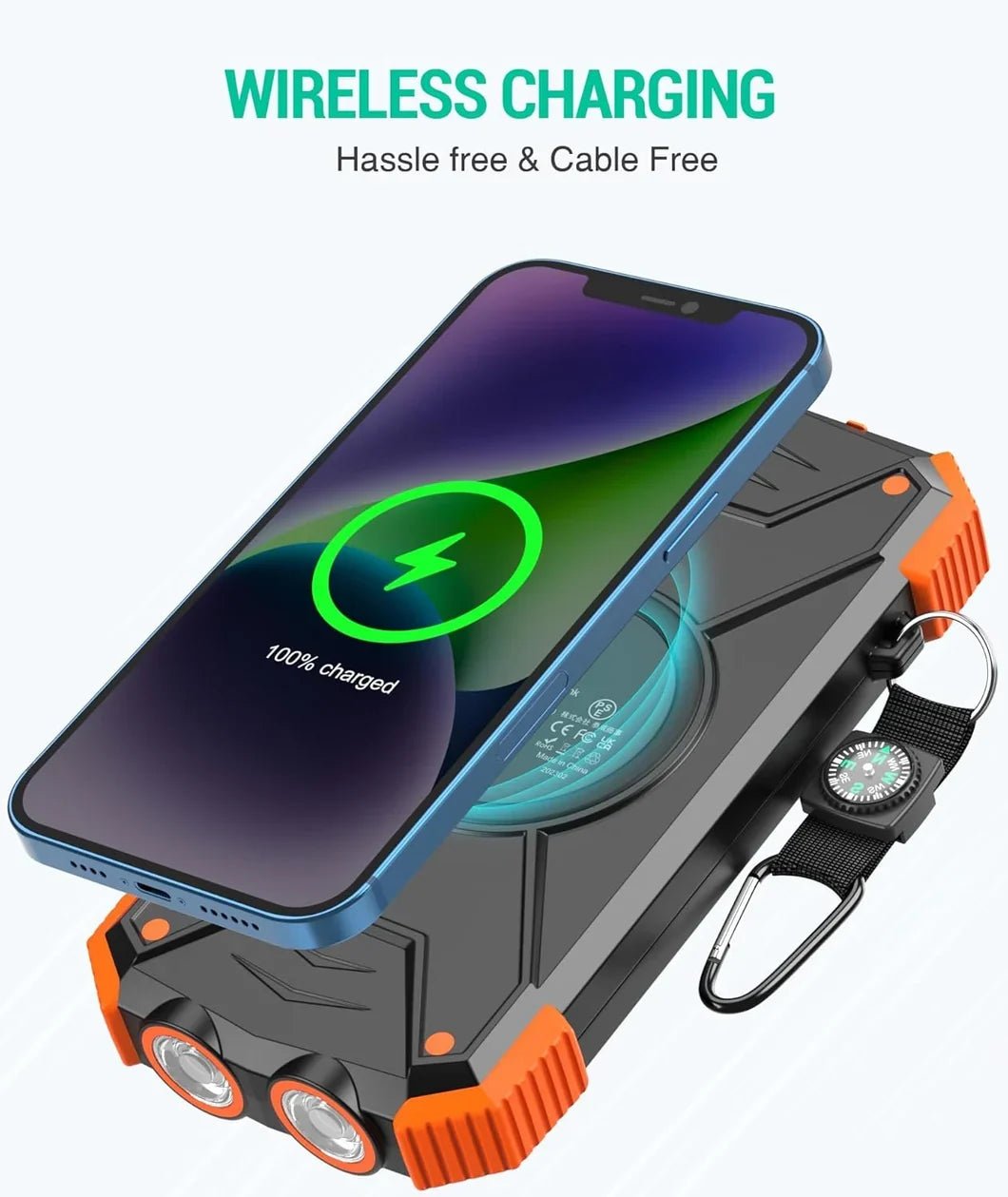 20000mAh Solar Power Bank with Wireless Charging - LofiMart