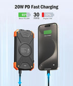 20000mAh Solar Power Bank with Wireless Charging - LofiMart