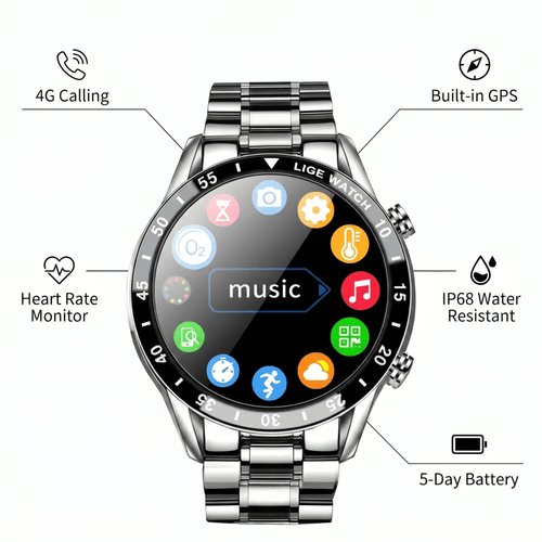 4G Smartwatch with GPS and Health Tracking Features for Calls and Messages - LofiMart