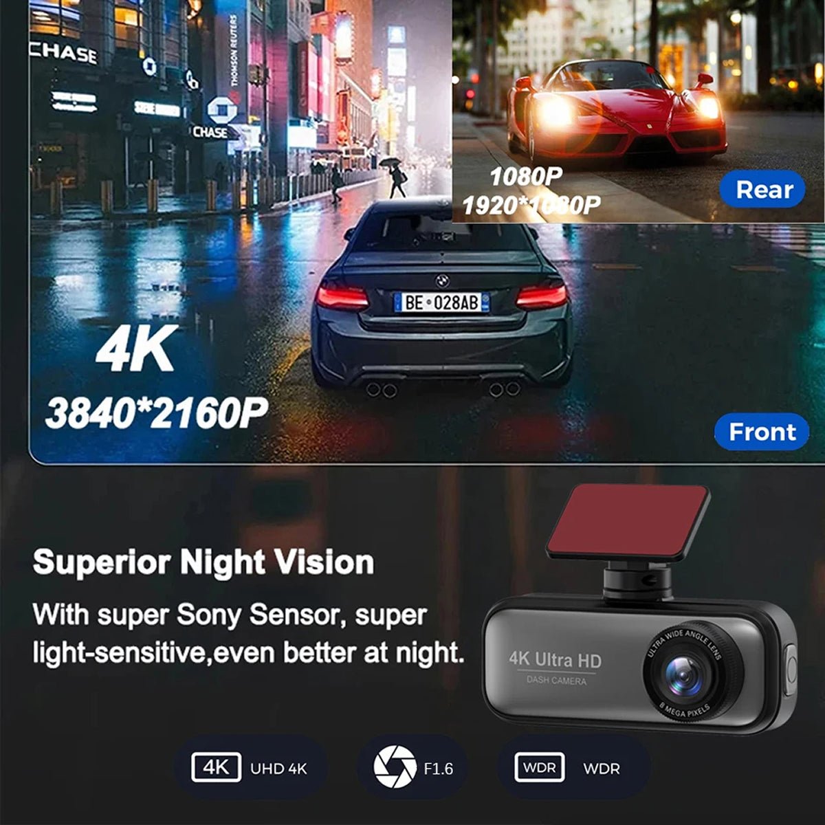 4K Wireless Dashcam with Dual Channel Recording and Instant Smartphone Access - LofiMart