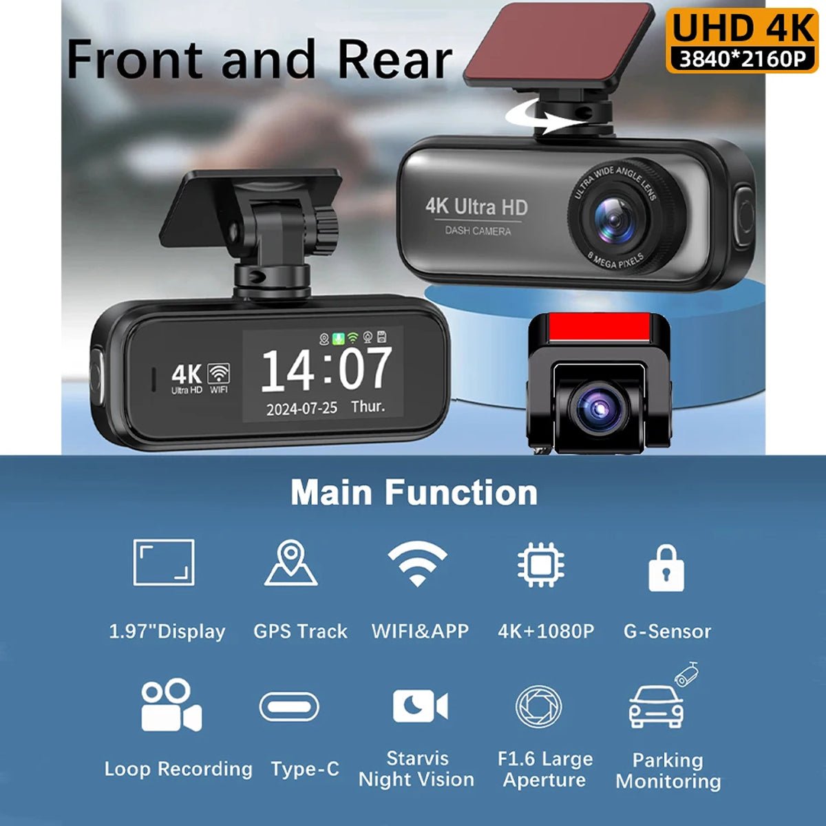 4K Wireless Dashcam with Dual Channel Recording and Instant Smartphone Access - LofiMart
