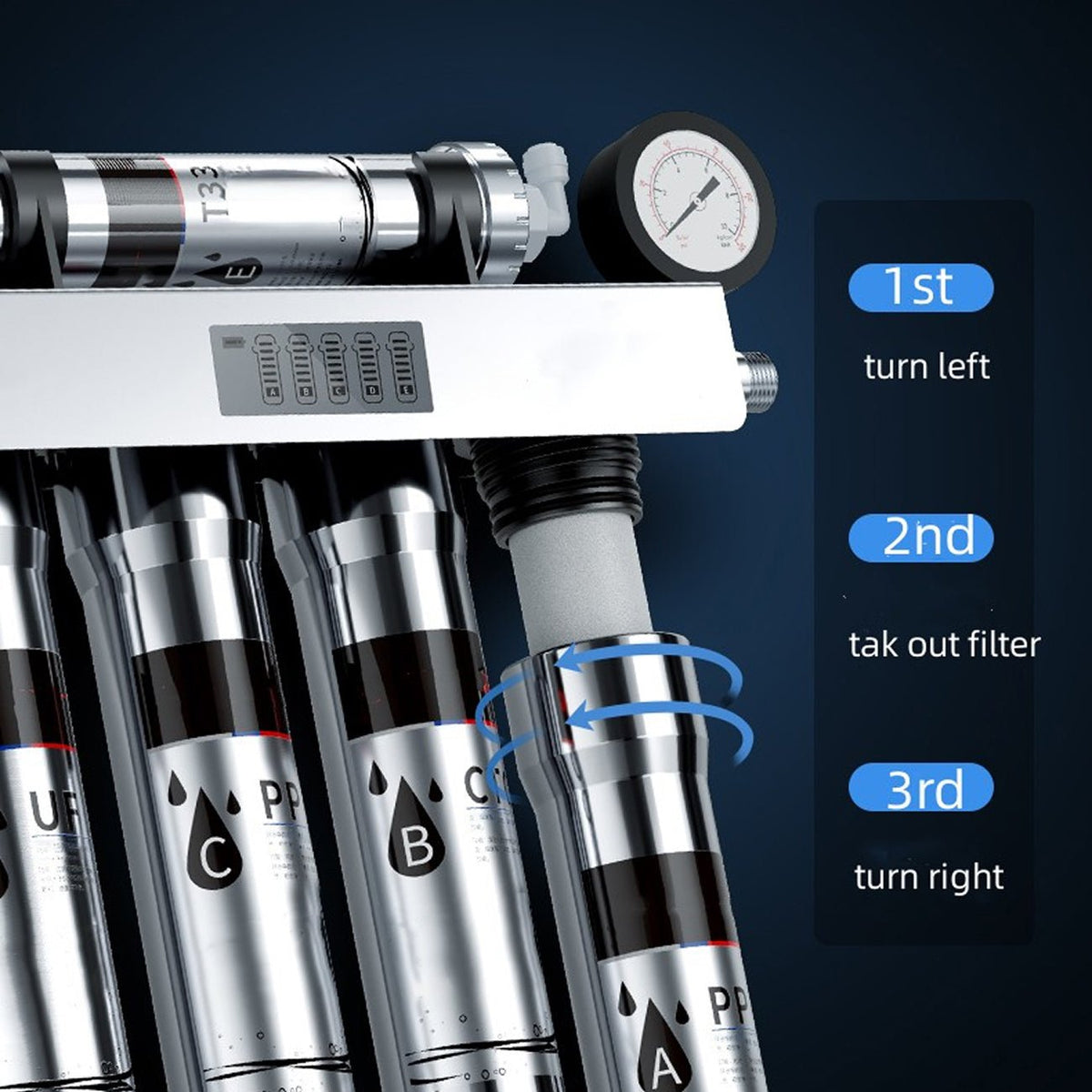 5-Stage Under Sink Water Filtration System with Zero Waste and 304 Stainless Steel Housing - LofiMart