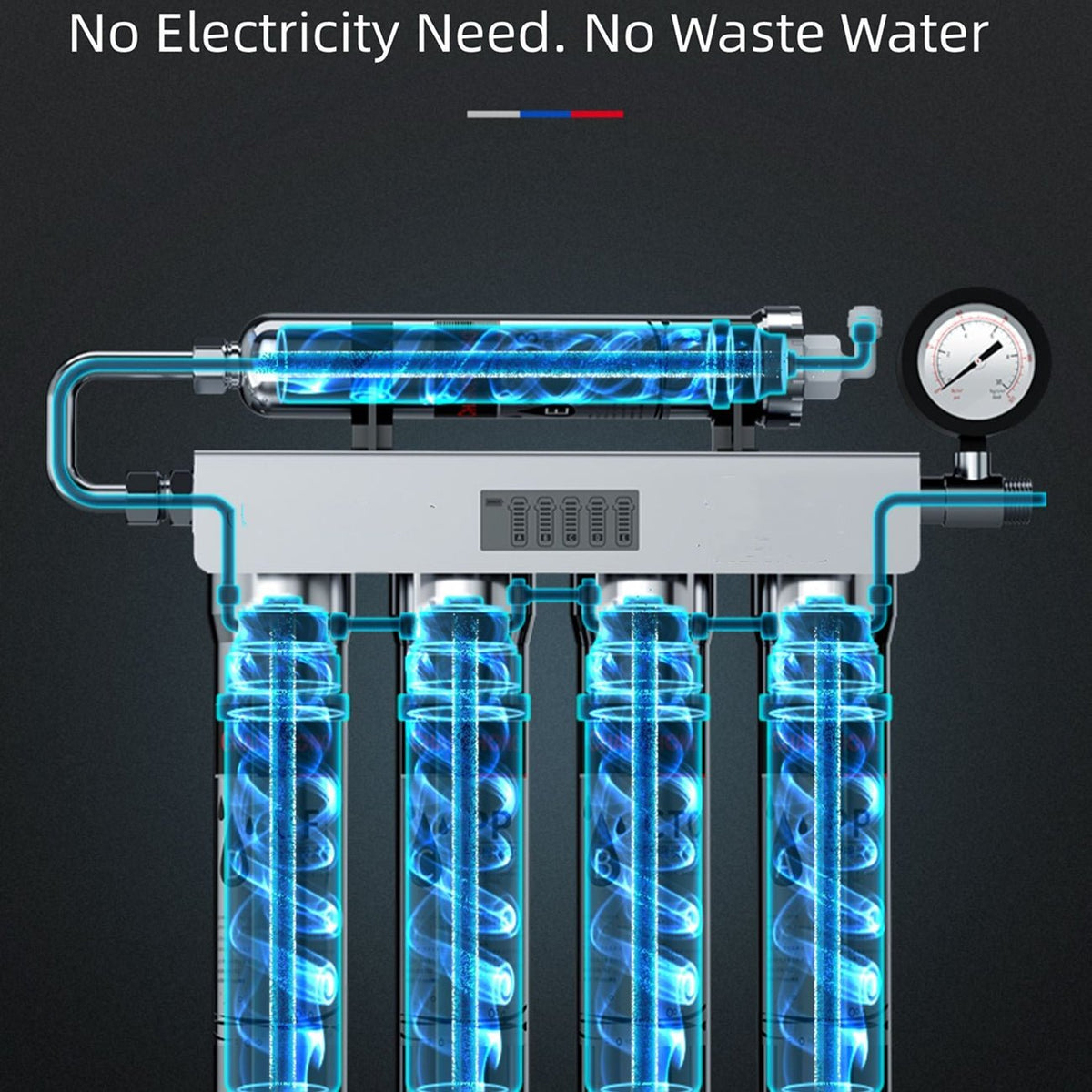 5-Stage Under Sink Water Filtration System with Zero Waste and 304 Stainless Steel Housing - LofiMart