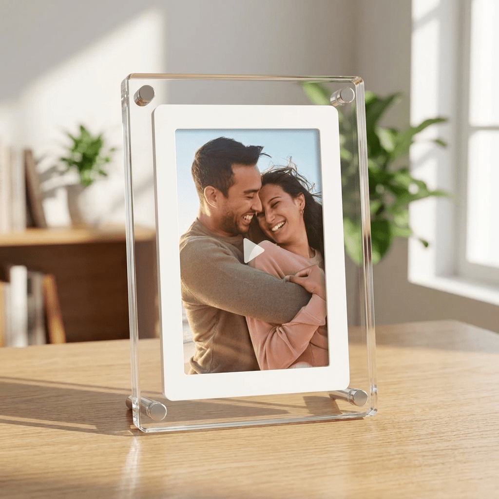 Acrylic Digital Photo Frame with IPS Display and Built-in Battery for Photos and Videos - LofiMart