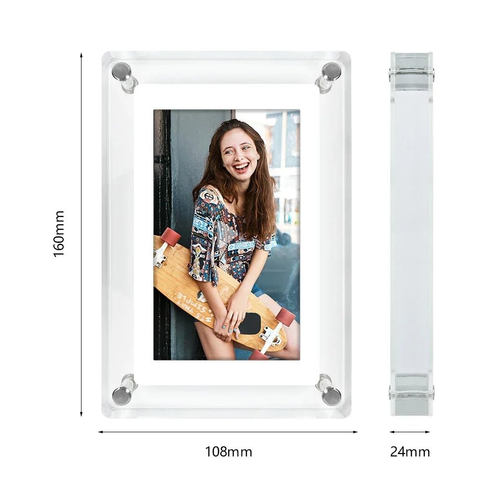 Acrylic Digital Photo Frame with IPS Display and Built-in Battery for Photos and Videos - LofiMart