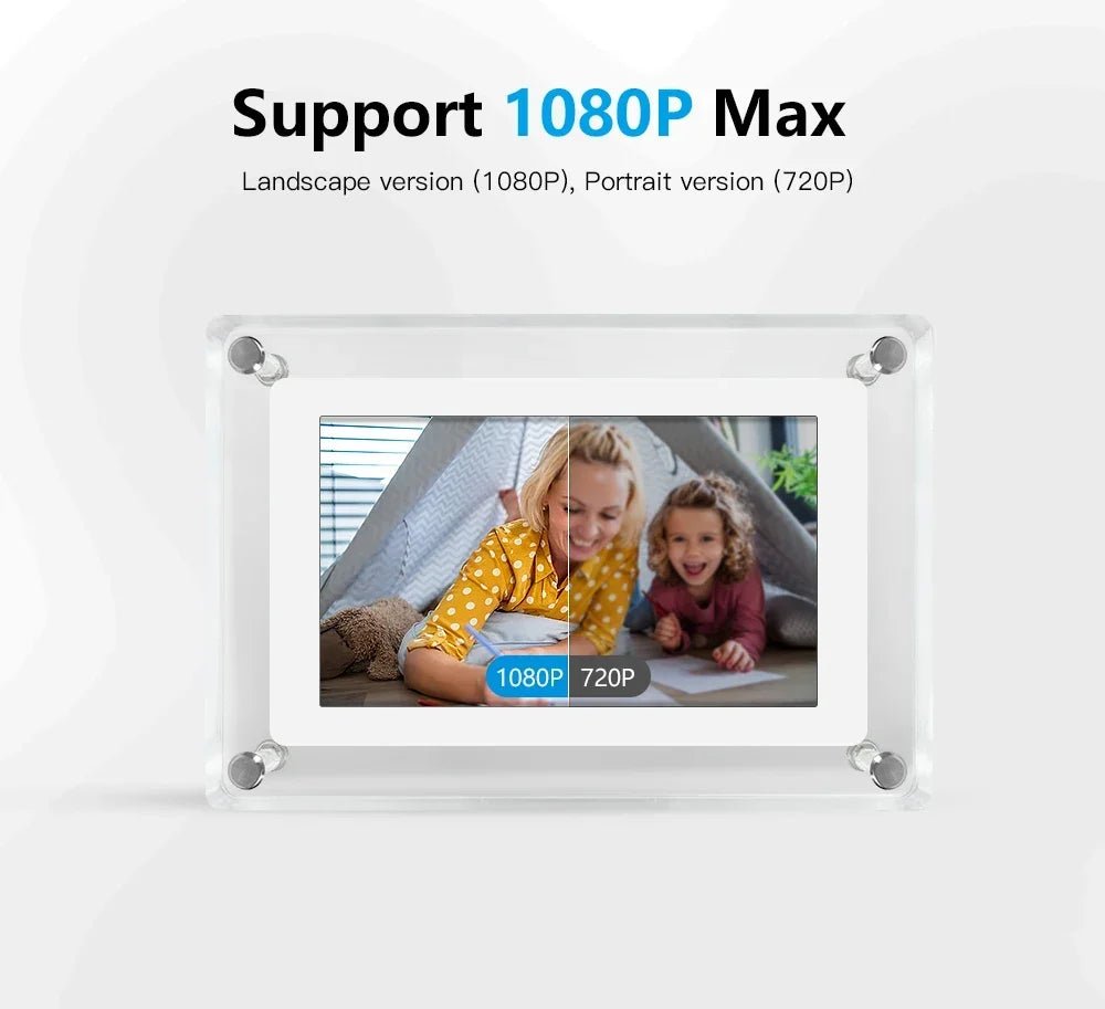 Acrylic Digital Photo Frame with IPS Display and Built-in Battery for Photos and Videos - LofiMart