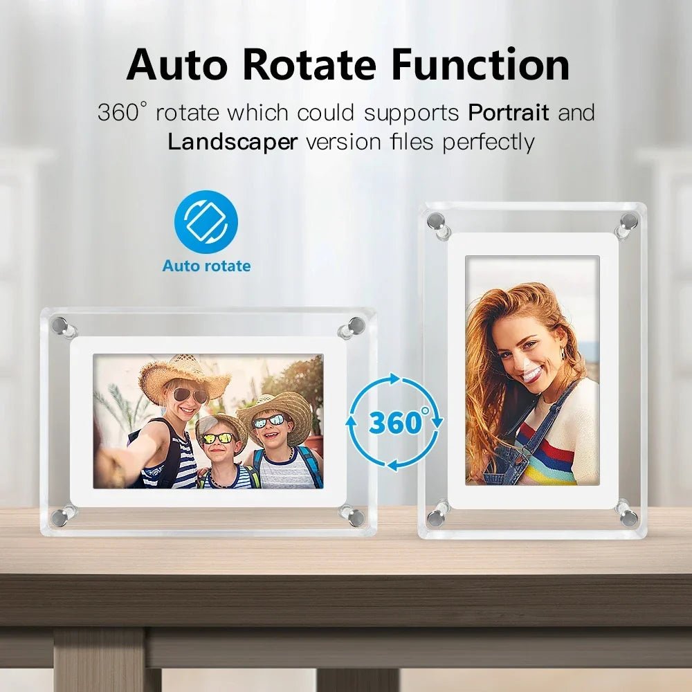 Acrylic Digital Photo Frame with IPS Display and Built-in Battery for Photos and Videos - LofiMart