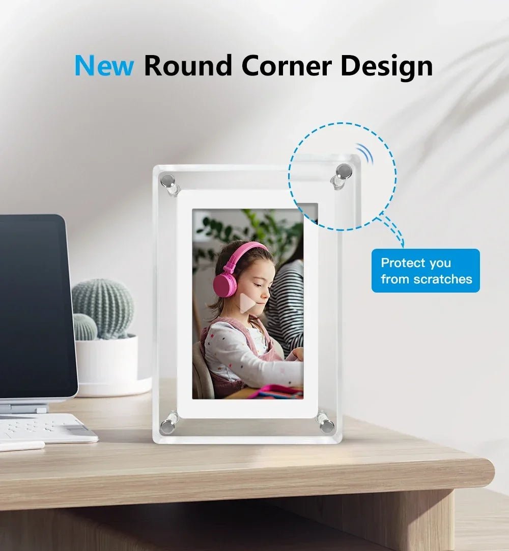 Acrylic Digital Photo Frame with IPS Display and Built-in Battery for Photos and Videos - LofiMart