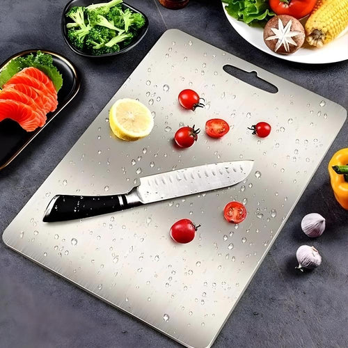 Antibacterial Stainless Steel Chopping Board for Hygienic Kitchen Food Prep - LofiMart