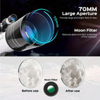 Beginner Astronomy Telescope with 70mm Aperture and 150X Magnification for Stargazing - LofiMart