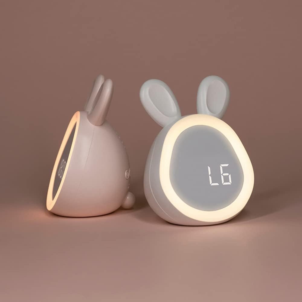 Bunny-Shaped LED Night Light Alarm Clock for Kids with Quiet Wake-Up - LofiMart