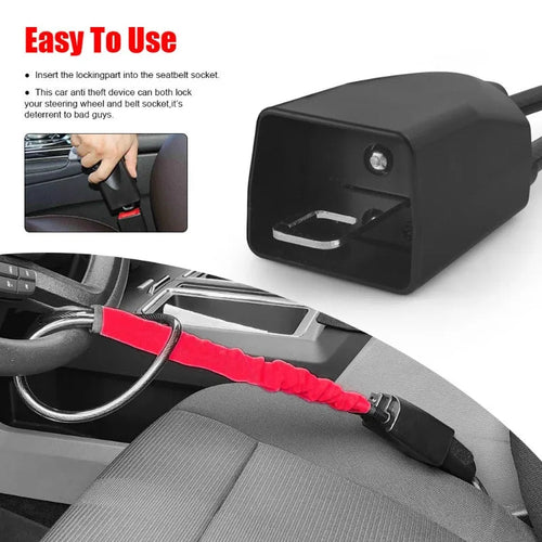Car Steering Wheel Lock with Heavy-Duty Steel Cable for Anti-Theft Protection - LofiMart