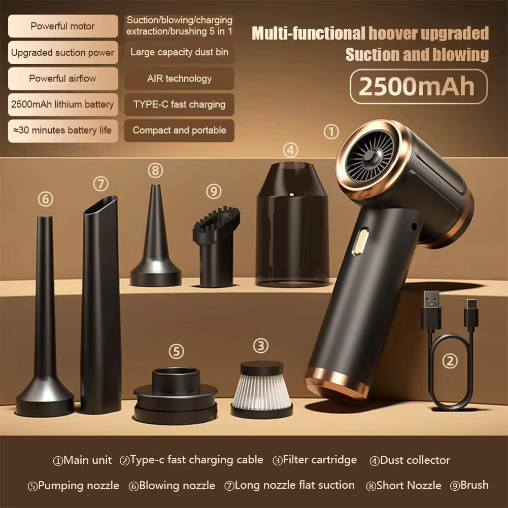 Cordless Car Vacuum Cleaner with 45000Pa Suction and 5-in-1 Versatility for Wet and Dry Cleaning - LofiMart