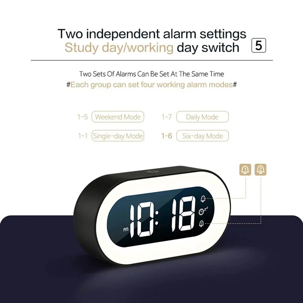 Digital Sunrise Alarm Clock with Dimmable Night Light and Natural Wake Sounds for Bedroom - LofiMart