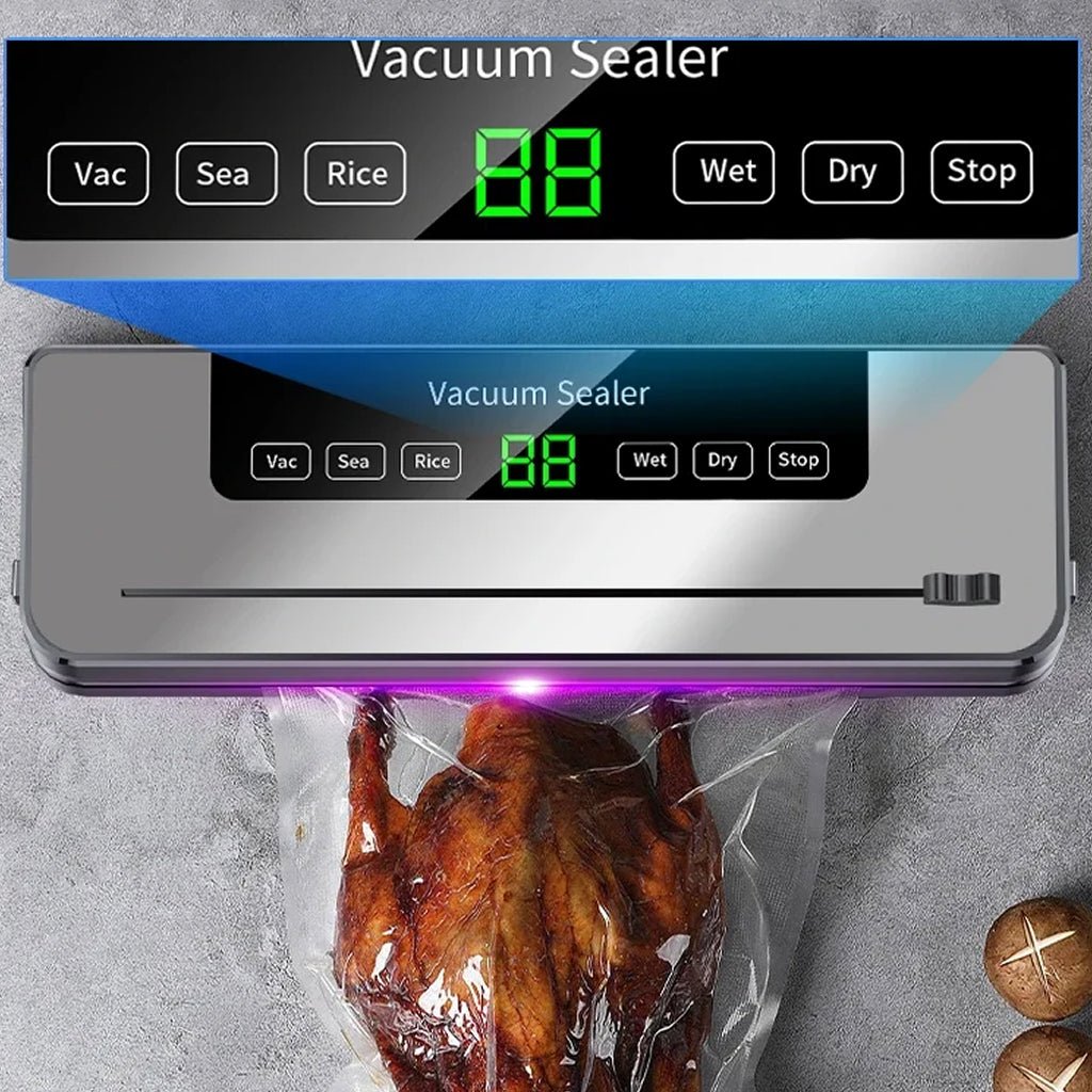 Electric Vacuum Sealer with Built-in Cutter and Wet/Dry Modes for Food Preservation - LofiMart