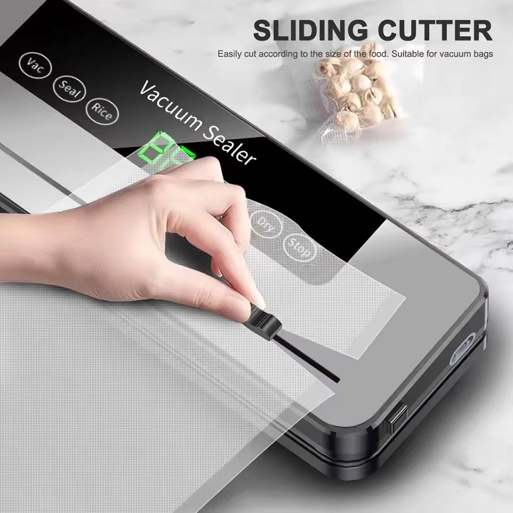 Electric Vacuum Sealer with Built-in Cutter and Wet/Dry Modes for Food Preservation - LofiMart