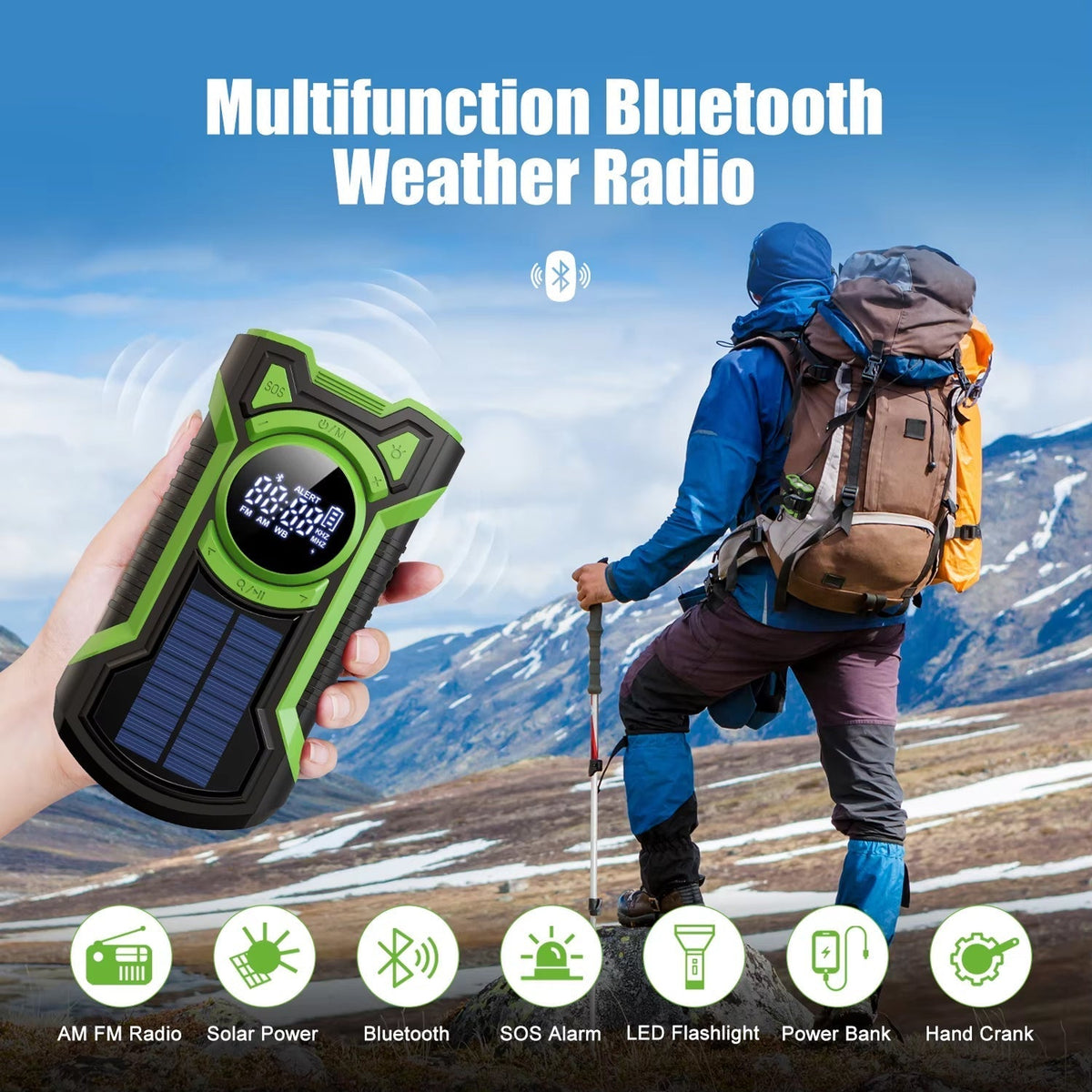 Emergency Radio and Power Bank with 12000mAh Capacity and Solar Charging for UK Storms - LofiMart