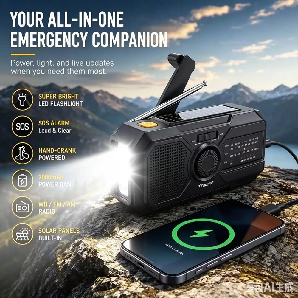 Emergency Solar Hand Crank Radio - LofiMart