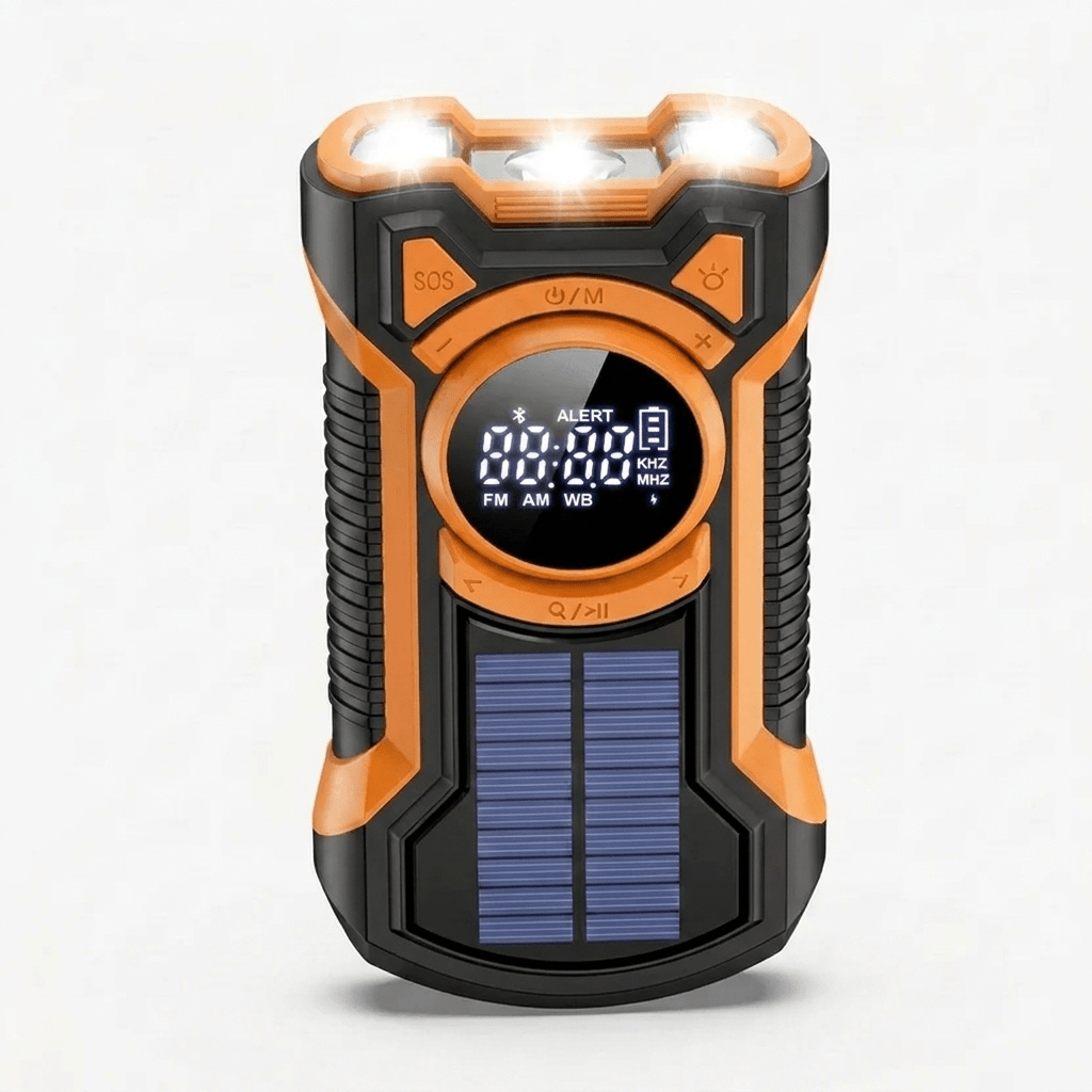 Emergency Wind Up Radio with Power Bank, Solar Charging and Hand Crank for UK Storms - LofiMart