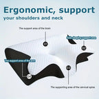 Ergonomic Memory Foam Neck Pillow for Cervical Support with Removable Hypoallergenic Cover - LofiMart