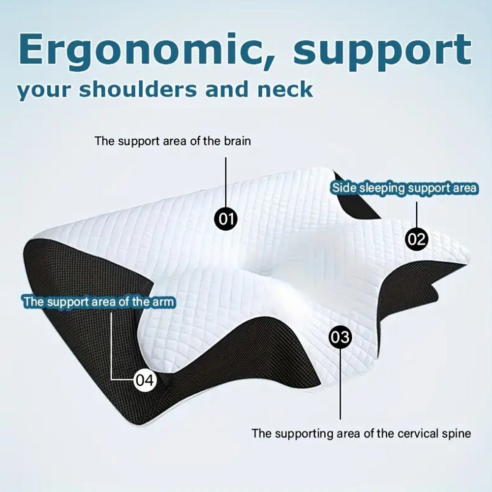Ergonomic Memory Foam Neck Pillow for Cervical Support with Removable Hypoallergenic Cover - LofiMart