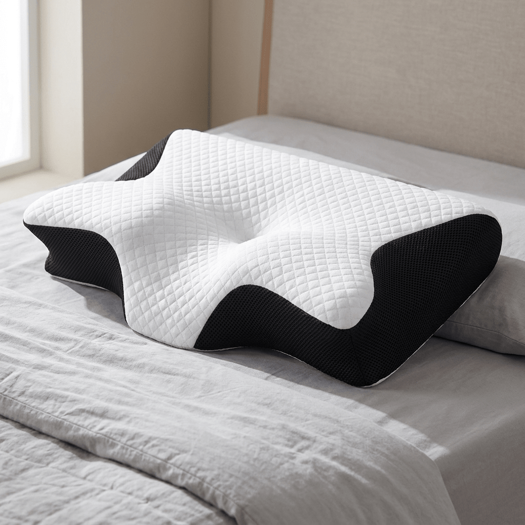 Ergonomic Memory Foam Neck Pillow for Cervical Support with Removable Hypoallergenic Cover - LofiMart