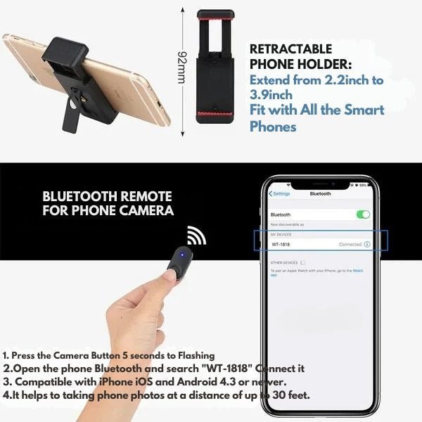 Extendable Phone Tripod with Bluetooth Remote for Steady Selfies and Vlogging - LofiMart