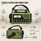 Hand Crank Emergency Radio with Solar Charging and Bluetooth Speaker - LofiMart