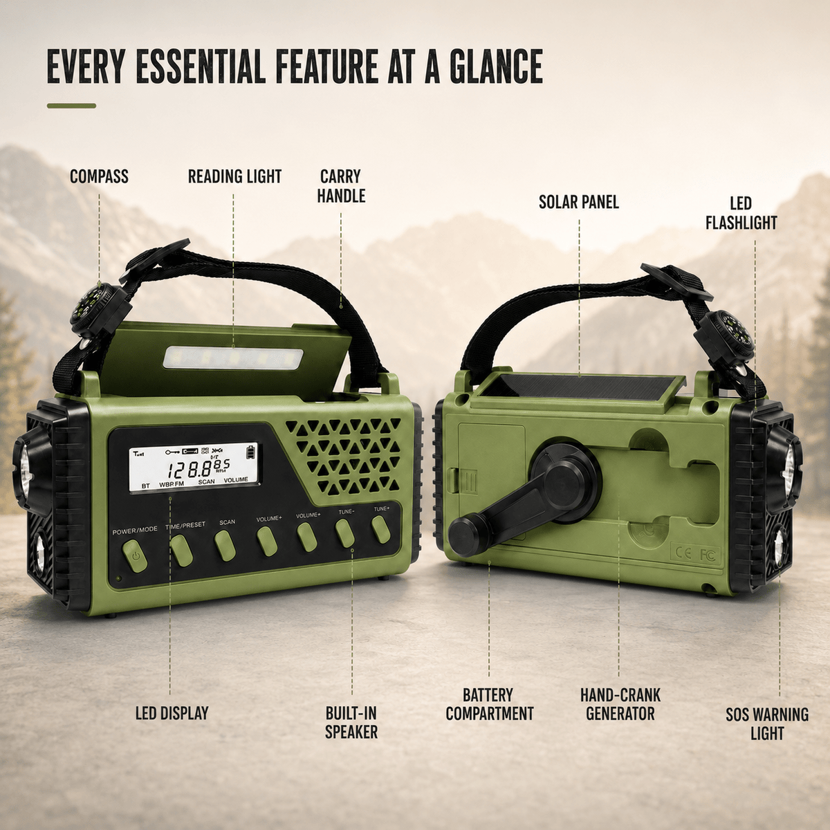Hand Crank Emergency Radio with Solar Charging and Bluetooth Speaker - LofiMart