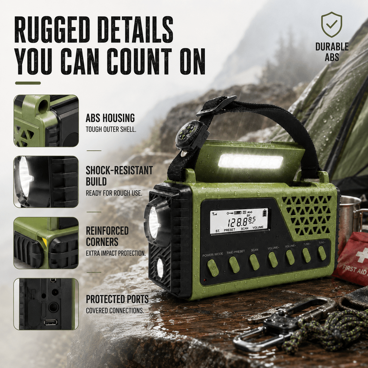 Hand Crank Emergency Radio with Solar Charging and Bluetooth Speaker - LofiMart