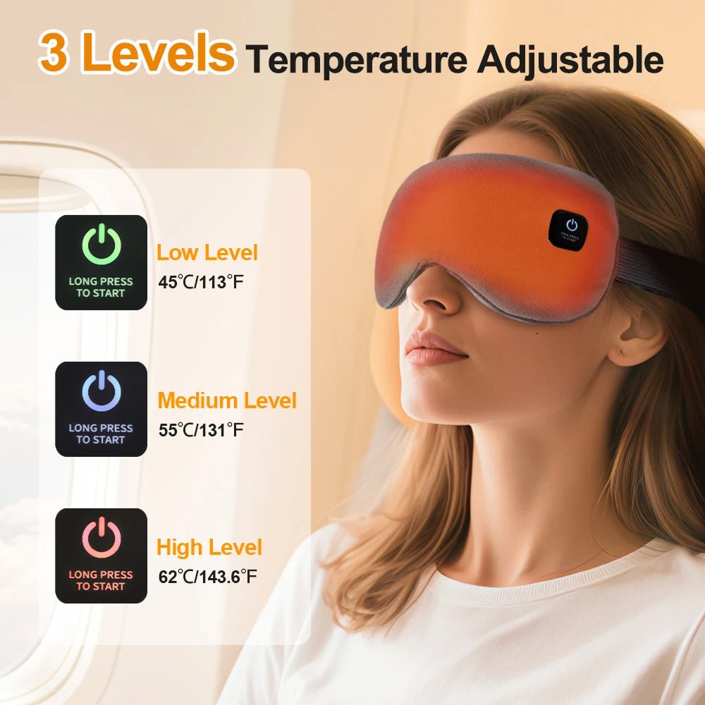 Heated Eye Mask for Dry Eyes with Adjustable Warmth and Complete Blackout Design - LofiMart