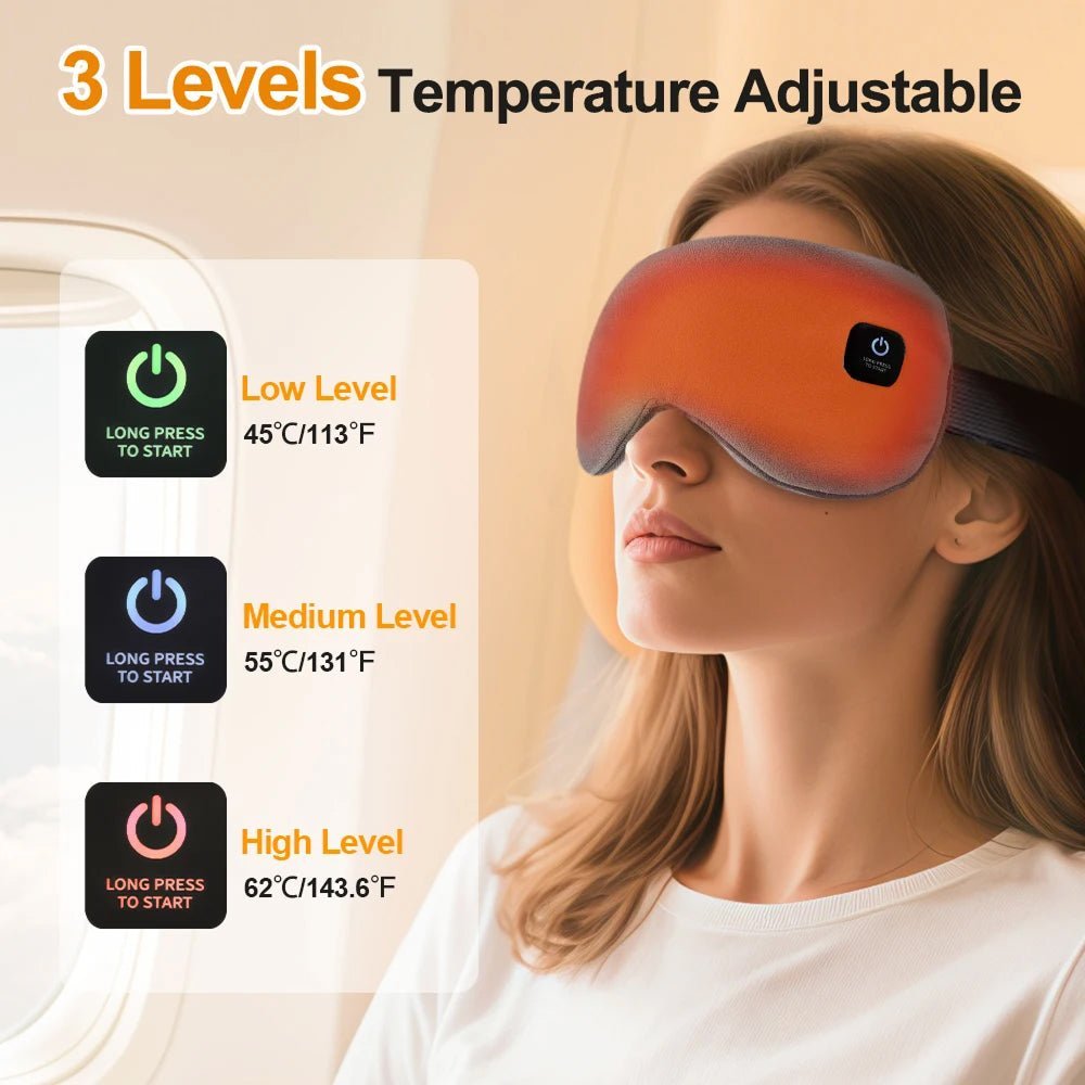 Heated Eye Mask with Adjustable Warmth and Complete Blackout Design for Eye Relief - LofiMart