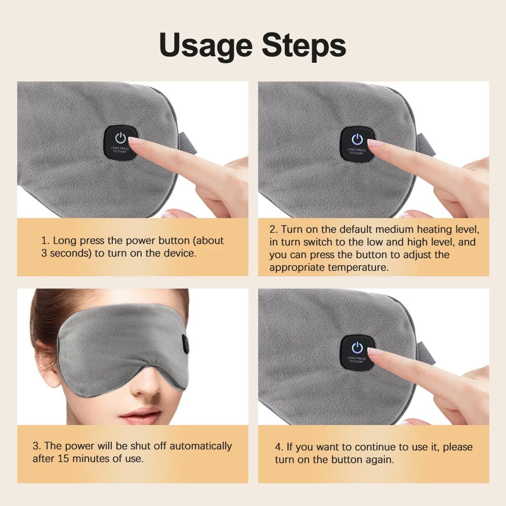 Heated Eye Mask with Adjustable Warmth and Complete Blackout Design for Eye Relief - LofiMart