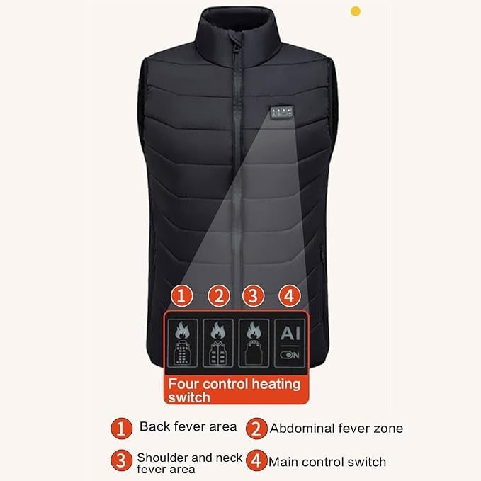 USB Heated Vest with 28 Heating Zones & 4 Temperature Settings - LofiMart