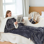 Heated Wearable Blanket with Sleeves and Foot Pocket for Cozy Comfort - LofiMart
