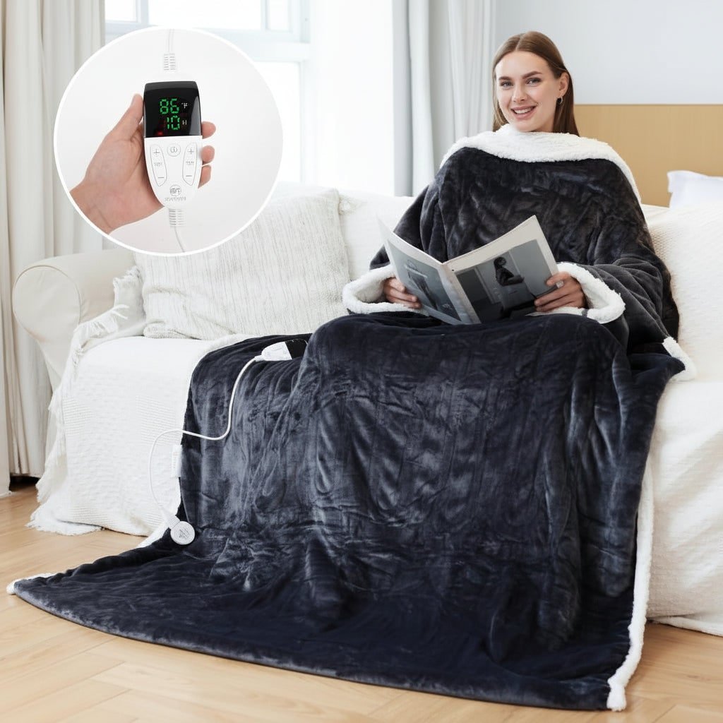 Heated Wearable Blanket with Sleeves and Foot Pocket for Cozy Comfort - LofiMart
