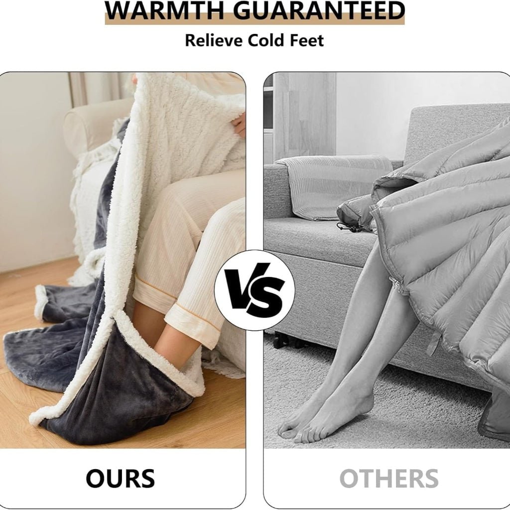 Heated Wearable Blanket with Sleeves and Foot Pocket for Cozy Comfort - LofiMart