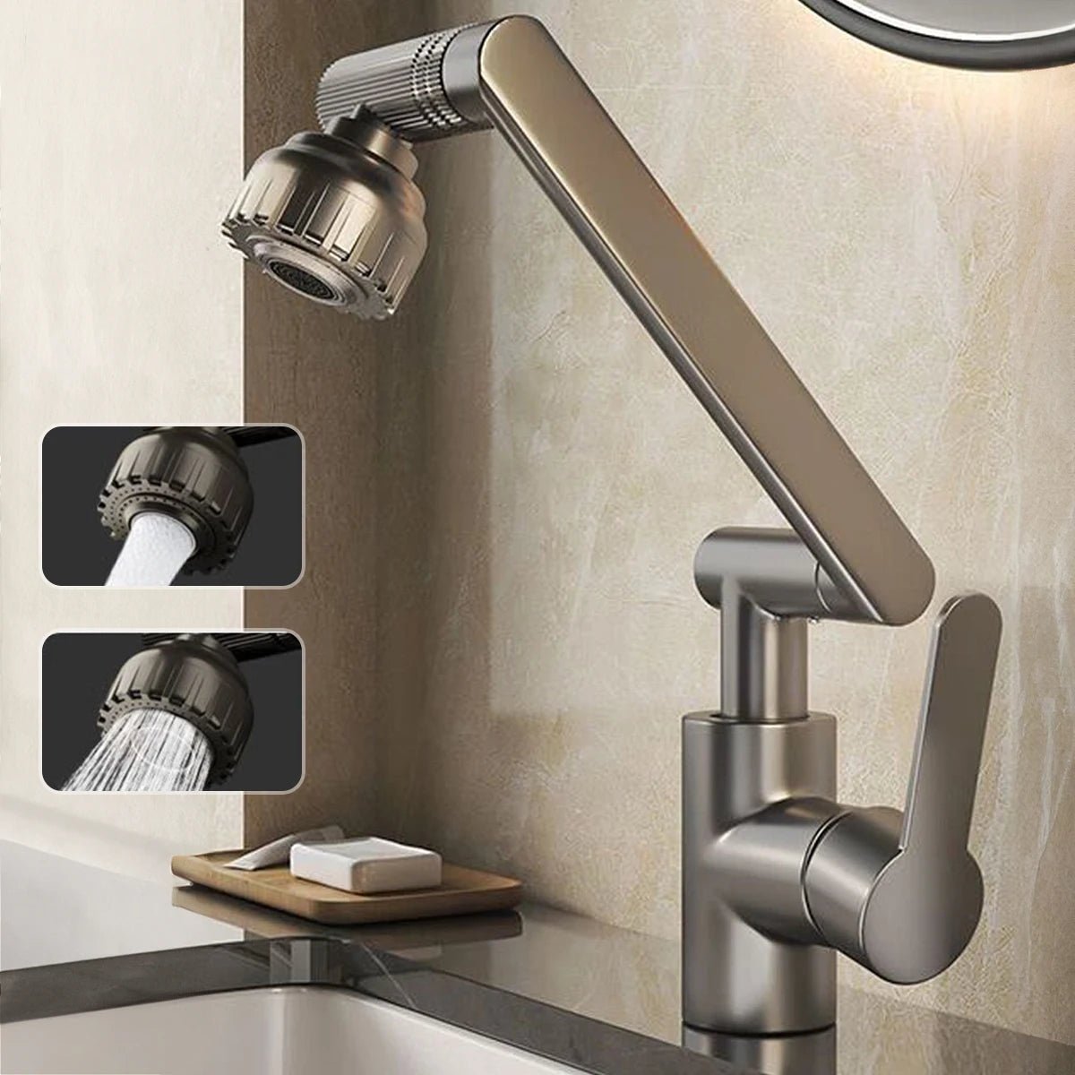 Kitchen Faucet with 360° Swivel and Dual Water Jet Modes for Versatile Cleaning - LofiMart