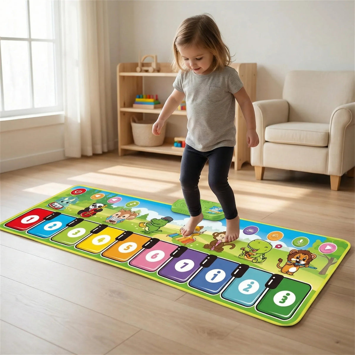 Large Interactive Music Mat with Step Activated Sound Keys and Portable Foldable Design - LofiMart