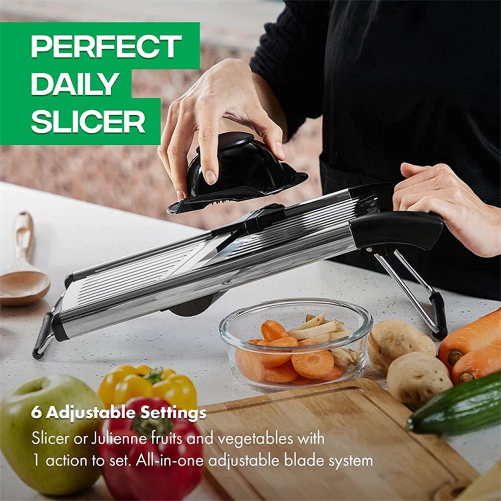 Mandoline Slicer with 6 Adjustable Settings and Safety Glove for Precise Vegetable Cutting - LofiMart
