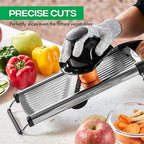 Mandoline Slicer with 6 Adjustable Settings and Safety Glove for Precise Vegetable Cutting - LofiMart