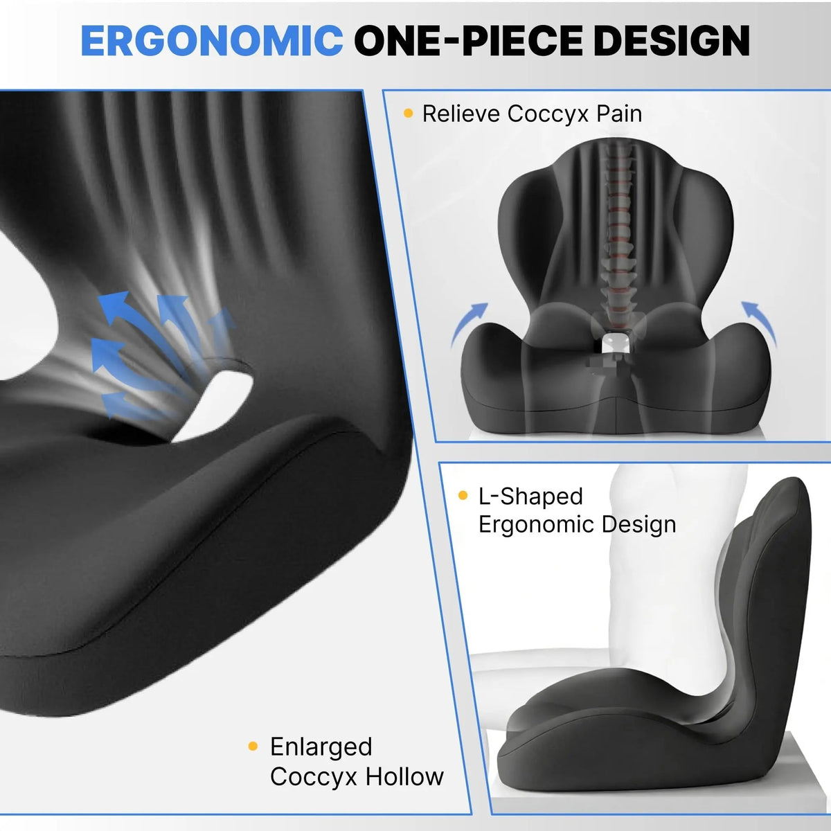 Memory Foam Seat Cushion with Contoured Support for Office Chairs and Car Seats - LofiMart