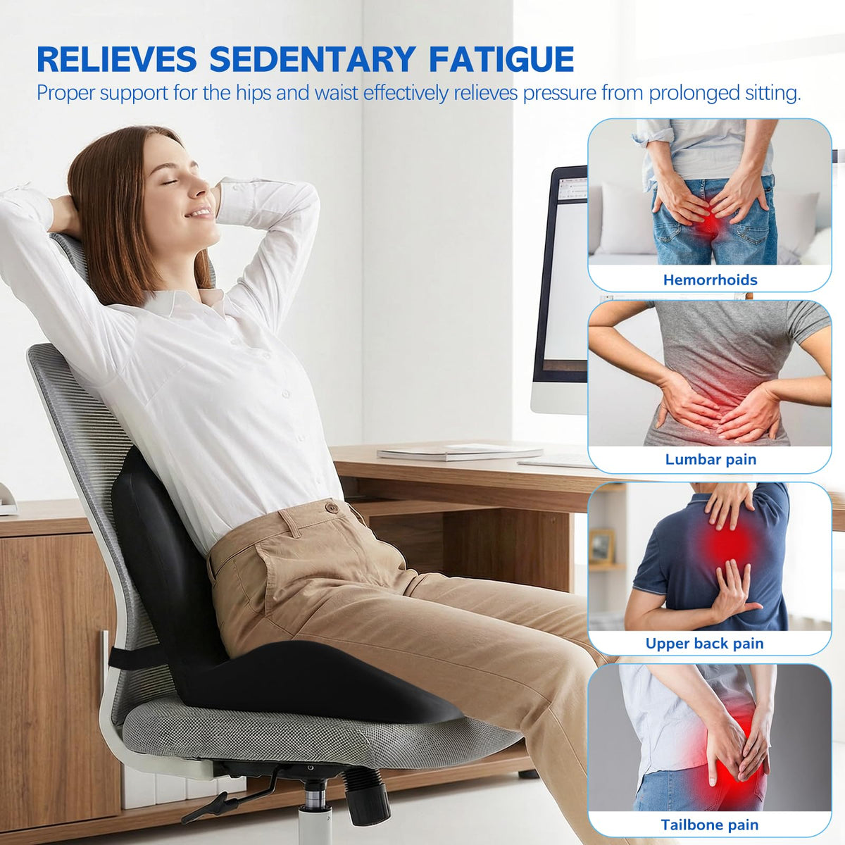 Memory Foam Seat Cushion with Contoured Support for Office Chairs and Car Seats - LofiMart