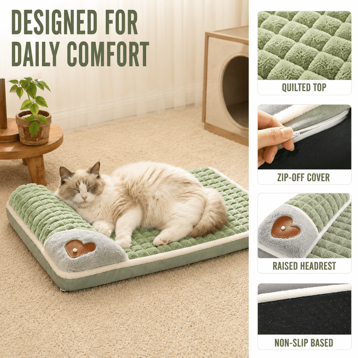 Orthopedic Memory Foam Pet Bed with Removable Washable Cover for Dogs and Cats - LofiMart