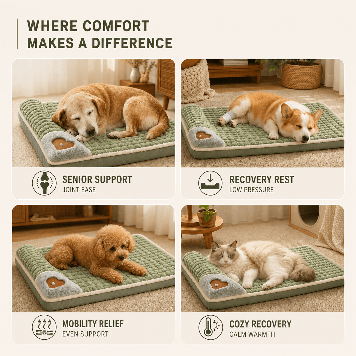 Orthopedic Memory Foam Pet Bed with Removable Washable Cover for Dogs and Cats - LofiMart