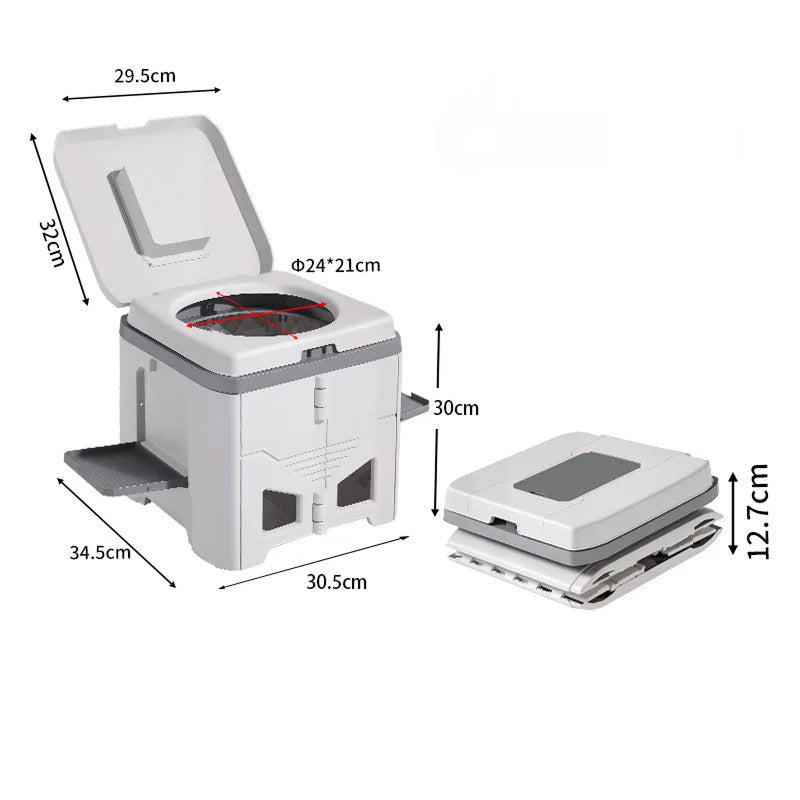 Portable Folding Camping Toilet with Stability Base and Integrated Bag Dispenser - LofiMart