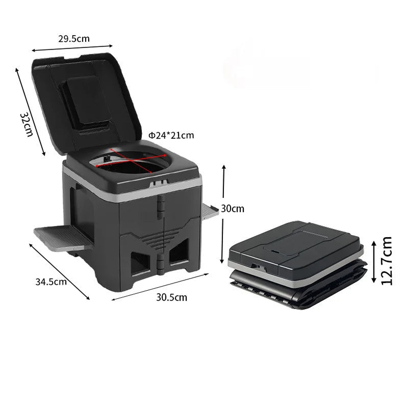 Portable Folding Camping Toilet with Stability Base and Integrated Bag Dispenser - LofiMart