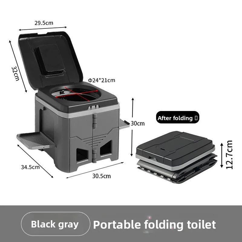 Portable Folding Camping Toilet with Stability Base and Integrated Bag Dispenser - LofiMart