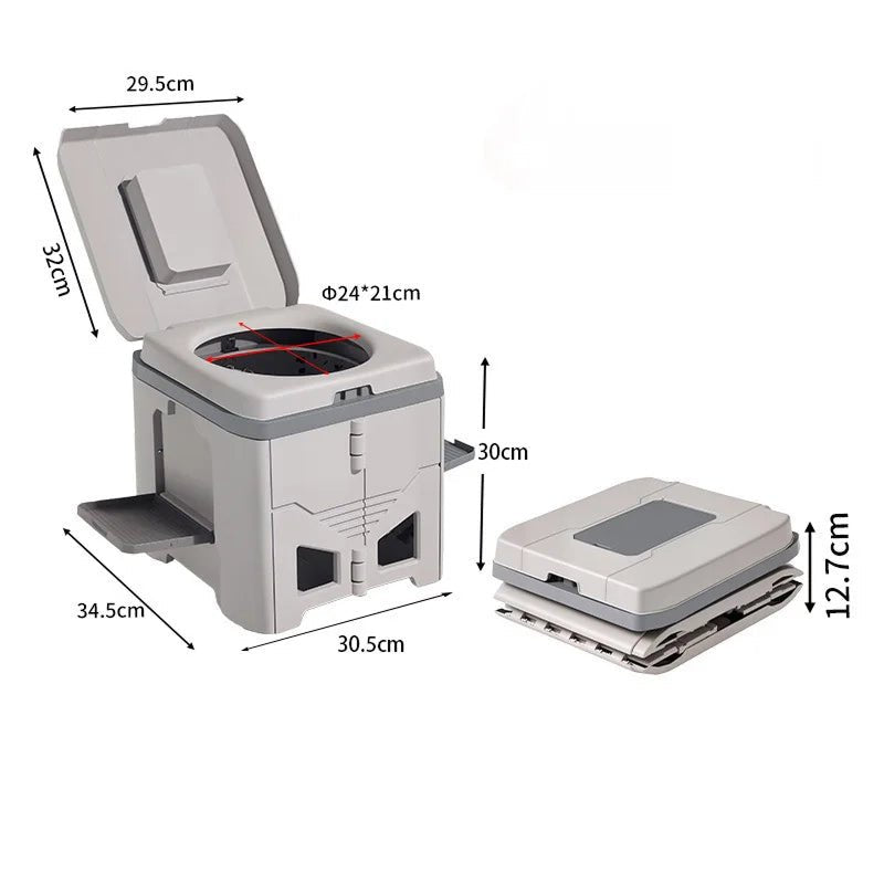 Portable Folding Camping Toilet with Stability Base and Integrated Bag Dispenser - LofiMart