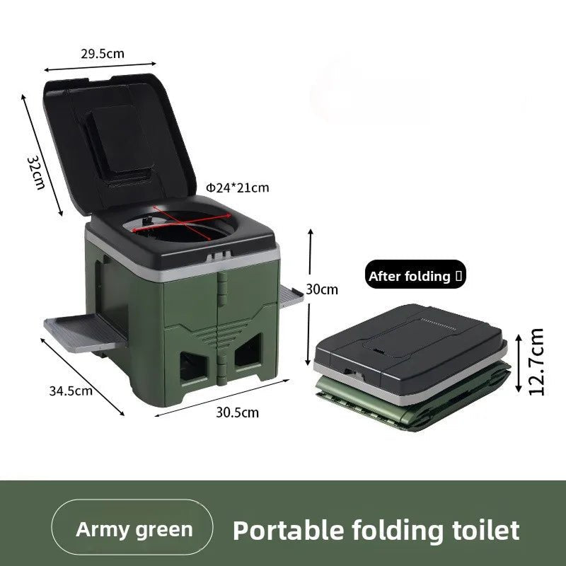 Portable Folding Camping Toilet with Stability Base and Integrated Bag Dispenser - LofiMart